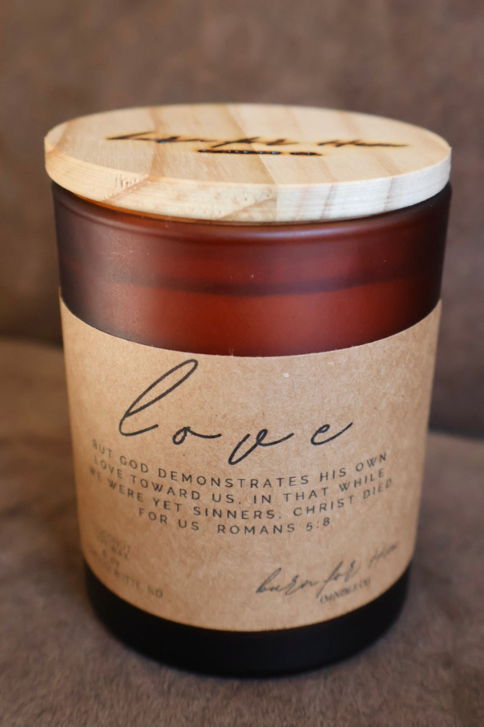 LOVE Romans 5:8 Candle