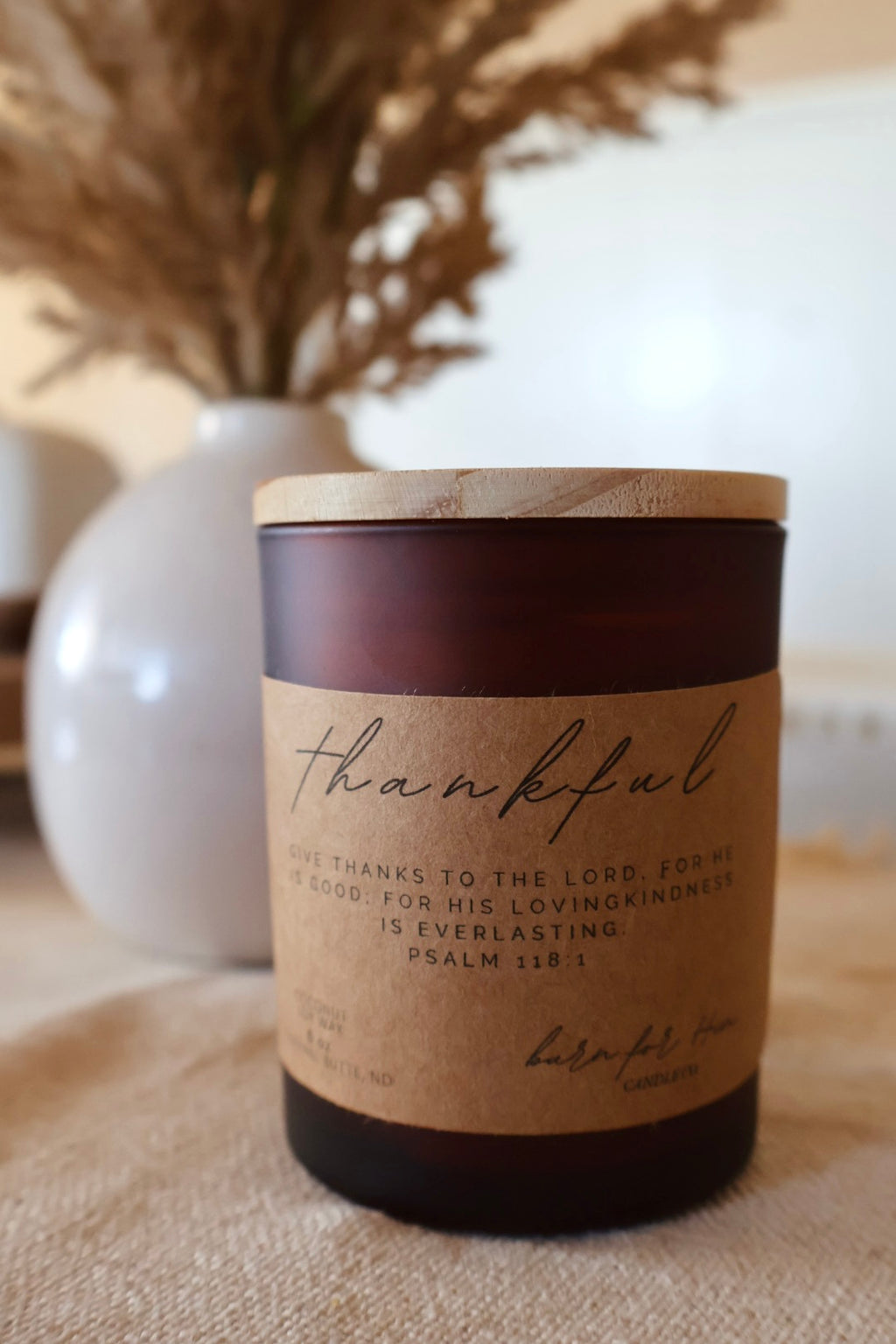 THANKFUL Psalm 118:1 Candle