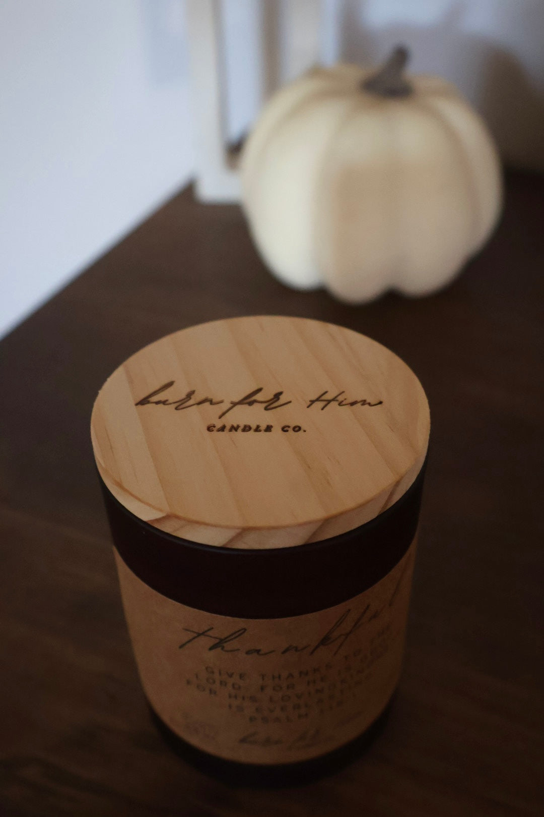 THANKFUL Psalm 118:1 Candle